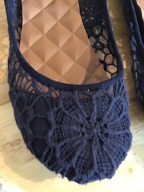 Lace Ballet Flats - Navy